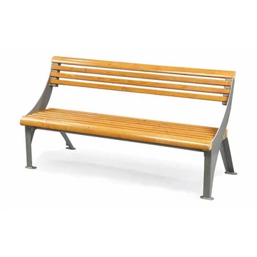 Pad tömörfa lécekkel, háttámlával, acél csővel, ezüstre festve