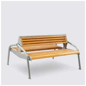 Klasszikus pad, kétoldalas háttámlával, horganyzott kivitel tömörfa lécekkel