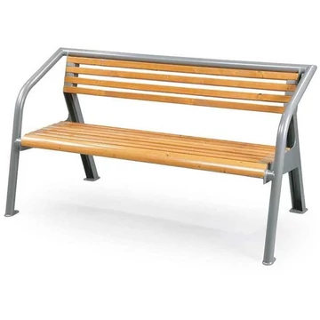 Klasszikus pad, háttámlával, tűzihorganyzott acélszerkezettel, tömörfa lécekkel