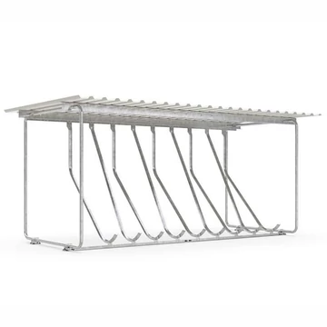 Fedett kerékpár állvány ferde tároláshoz, 10 parkolóhely, egyoldalas