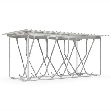 Fedett kerékpár állvány ferde tároláshoz, 14 parkolóhely, kétoldalas