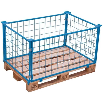 Rácsos rakodókeret, zárt, magasság 400 mm, raklaphoz 1200x1000 mm, kék