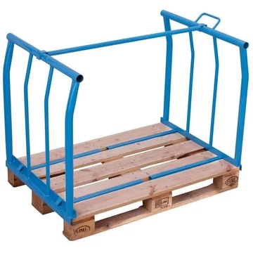 Raklaptartó keret, egymásra rakható, magasság 1200 mm, raklaphoz 1200x1000 mm, kék