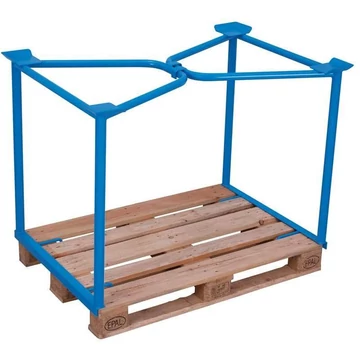Raklaptartó keret, egymásra rakható, magasság 1600 mm, raklaphoz 1200x1000 mm, kék