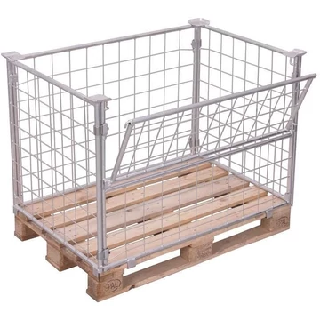 Rácsos rakodókeret fedéllel, magasság 800 mm, raklaphoz 1200x800 mm, horganyzott