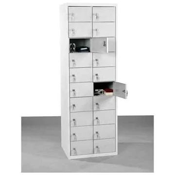 Kisrekeszes szekrény, 2x10 rekesz, ma x sz x mé: 1800x600x500 mm, szürke színű RAL7035 / ajtók szürke RAL7035