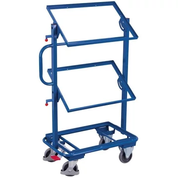 Elosztó és komissiózó kocsi VARIOfit, dönthető acél polckeretek