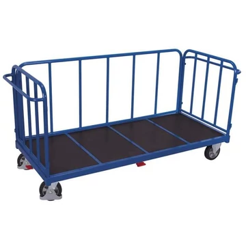 VARIOfit nagy teherbírású kocsi 1600 x 800 mm - 2 elülső és 1 hosszú fal, szitanyomott fa padló, teherbírás 1200 kg