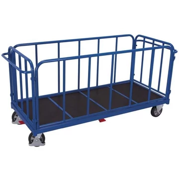 VARIOfit nagy teherbírású kocsi 1600 x 800 mm - 4 oldalfal, szitanyomott fa padló, teherbírás 1200 kg