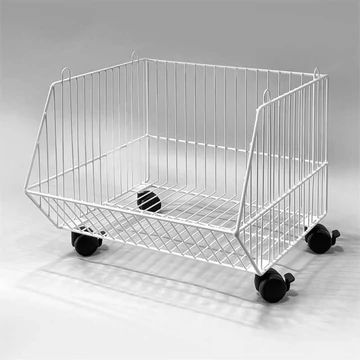 Rakodókosár görgőkkel, szélessége 450 mm, fehér festék