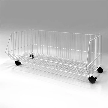 Rakodókosár görgőkkel, szélesség 900 mm, fehér festék