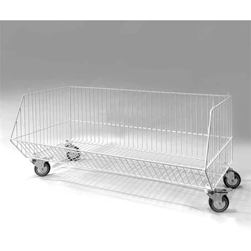 Rakodókosár görgőkkel 75 mm, szélesség 900 mm, fehér festék