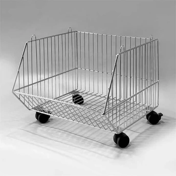 Rakodókosár görgőkkel, szélesség 450 mm, cink-króm
