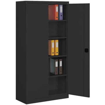 Kettős ajtós szekrény, h x sz x ma: 1990 x 1000 x 435 mm, ház színe fekete RAL9005 / ajtó színe fekete RAL9005