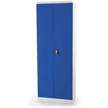 Dupla ajtós szekrény, ma x sz x mé: 1990 x 800 x 435 mm, ház színe világosszürke RAL7035 / ajtó színe enciánkék RAL9005