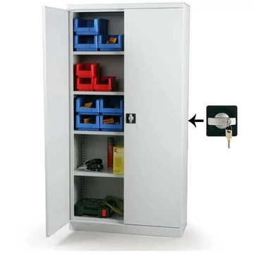 Dupla szárnyasajtós szekrény, h x sz x ma: 1990 x 1200 x 435 mm, ház színe világosszürke RAL7035 / ajtó színe világosszürke RAL7035