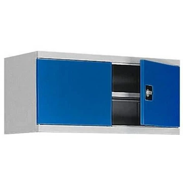 Dupla ajtós felső szekrény, h x sz x ma: 465 x 1200 x 435 mm, ház színe világos szürke RAL7035 / ajtó színe enciánkék RAL5010