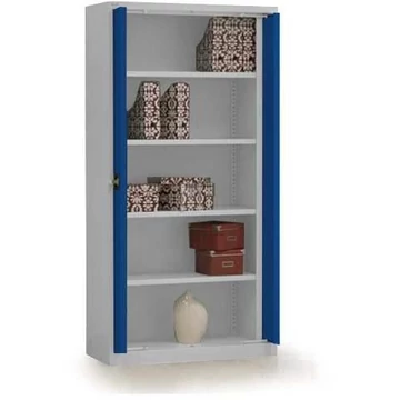 Beforduló ajtós szekrény, ma x sz x mé: 1990 x 1000 x 435 mm, ház világosszürke RAL7035 / ajtó színe kék RAL5010