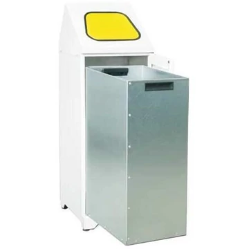 Újrahasznosítható tartály horganyzott belső tartállyal, 80 l térfogat, sárga fedőlap