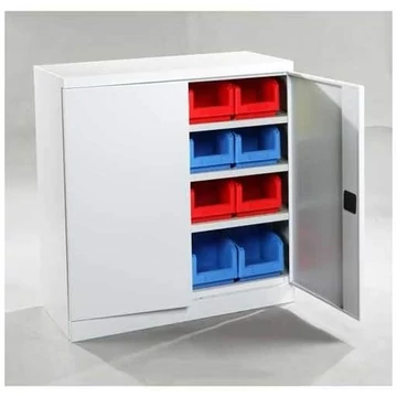 Szekrény elöl nyitott tárolódobozokkal, 3 polc, 16 doboz, ma x sz x mé: 1040x1000x435 mm, szürke színű RAL7035