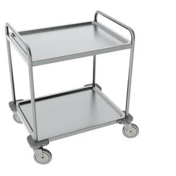 Rozsdamentes acél kocsi, hegesztve, 2 polc, m x h x sz: 890x800x630 mm.