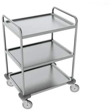 Rozsdamentes acél kocsi hegesztve, 3 polc, m x h x sz: 1070x800x630 mm.