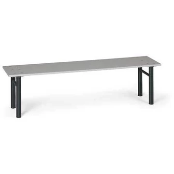 Gardróbpad, ülés szürke laminált panelekből, antracit acélszerkezettel, hossza 1,5 m