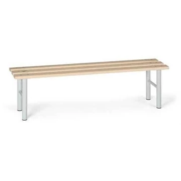 Ruhatár, fenyő lécekből álló ülés, szürke acélszerkezet, hossza 1,5 m