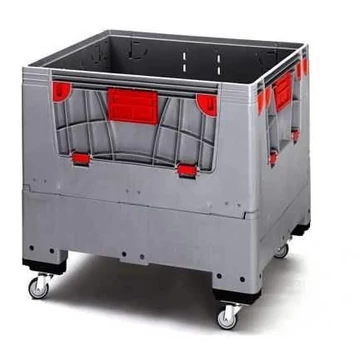 BigBox, összecsukható, polietilénből, fedéllel, 1200 x 1000 x 1000 mm, kerekekkel