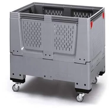 BigBox, összecsukható, polietilénből, szellőzőnyílásokkal, 1200 x 1000 x 1000 mm, kerekekkel