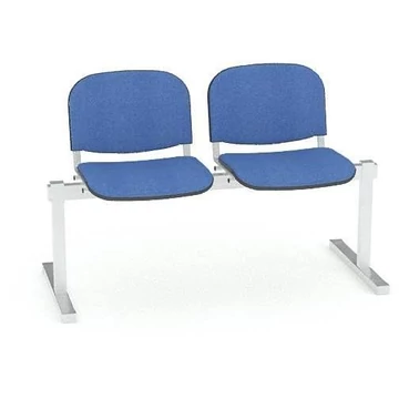 Pad - 2 ülés, hossza 1215 mm, kárpitozott ülés, kék szín, keret alumínium színű