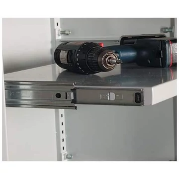 Kihúzható polc, széxmé: 1200 x 370 x 28 mm, világosszürke RAL7035