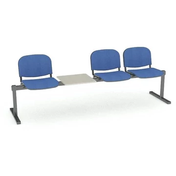 Pad - 3 ülés asztallal, hossza 2345 mm, kárpitozott ülés, kék szín, fekete keret