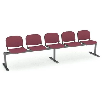 Pad - 5 ülés, hossza 2910 mm, kárpitozott ülés, piros szín, fekete keret