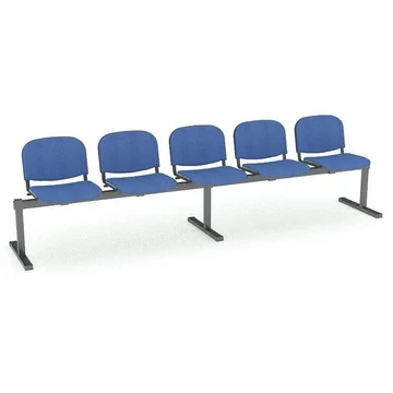Pad - 5 ülés, hossza 2910 mm, kárpitozott ülés, kék szín, fekete keret