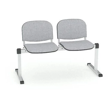 Pad - 2 ülés, hossza 1215 mm, kárpitozott ülés, szürke színű, keret alumínium színű