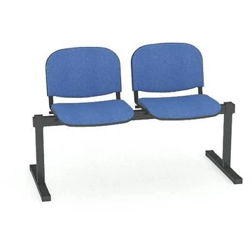 Pad - 2 ülés, hossza 1215 mm, kárpitozott ülés, kék szín, fekete keret