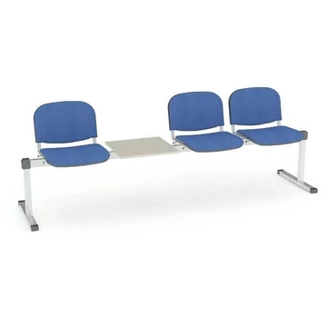 Pad - 3 ülés asztallal, hossza 2345 mm, kárpitozott ülés, kék szín, fekete keret