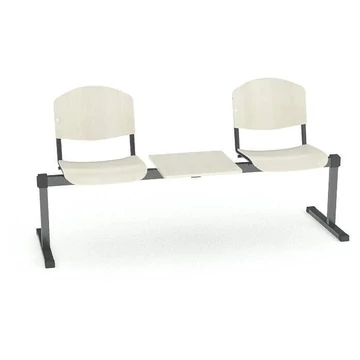 Pad - 2 ülés tárolóasztallal, hossza 1780 mm, rétegelt lemez, bükk dekor, váz fekete