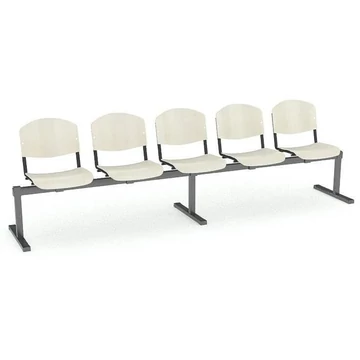 Pad - 5 ülés, hossza 2910 mm, rétegelt lemez, bükk dekor, fekete keret