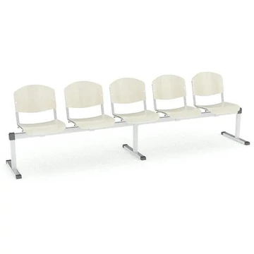 Pad - 5 ülés, hossza 2910 mm, rétegelt lemez, bükk dekor, váz alumínium színű