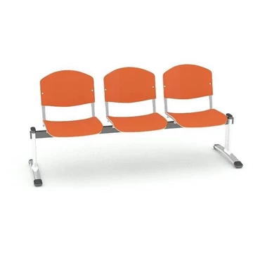 Pad - 3 ülés, hossza 1780 mm, laminált rétegelt ülés, narancssárga, váz krómozott