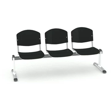 Pad - 3 ülés, 1780 mm hosszú, laminált rétegelt ülés, szín antracit, krómozott keret