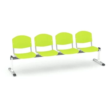 Pad - 4 ülés, hossza 2345 mm, laminált rétegelt lemez, zöld színű, krómozott keret