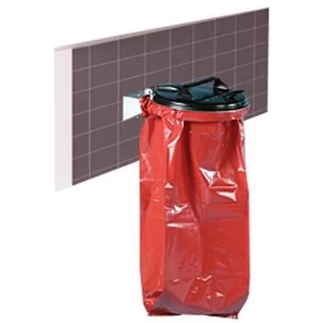 Horganyzott szemetes zsák fali konzol, fedele fekete színű