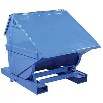 Dönthető tartály csuklós fedéllel, térfogat 800 l, teherbírás 800 kg, ma x sz x mé: 1070x1560x1115 mm, porszórt, kék RAL5010