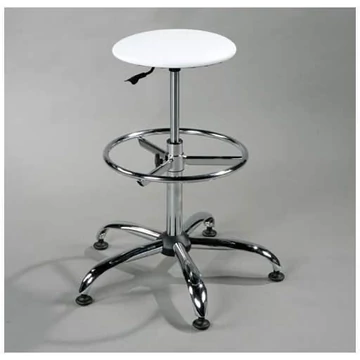 GOLIAT laboratóriumi munkazsámoly, magas, lábtartó gyűrűvel, fehér szintetikus bőr.