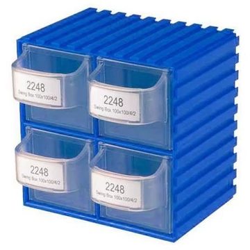 Swingbox, 100 x 100 x 94 mm, kihúzható, 4 doboz, kék színű