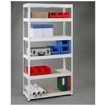 Gazdaságos, csavar nélküli, dugaszolható állvány, forgácslapból készült polcok, ma x sz x mé: 2000 x 1000 x 600 mm, 6 polc, 175 kg