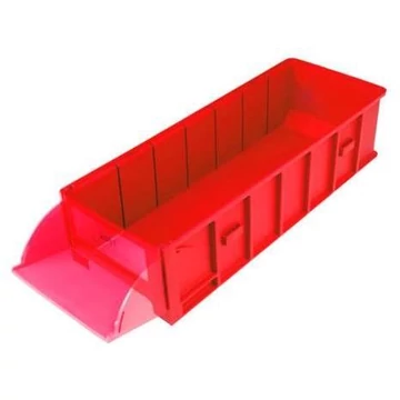 Doboz lehajtható homlokfallal, 144 x 89 x 390 mm, piros RAL3020